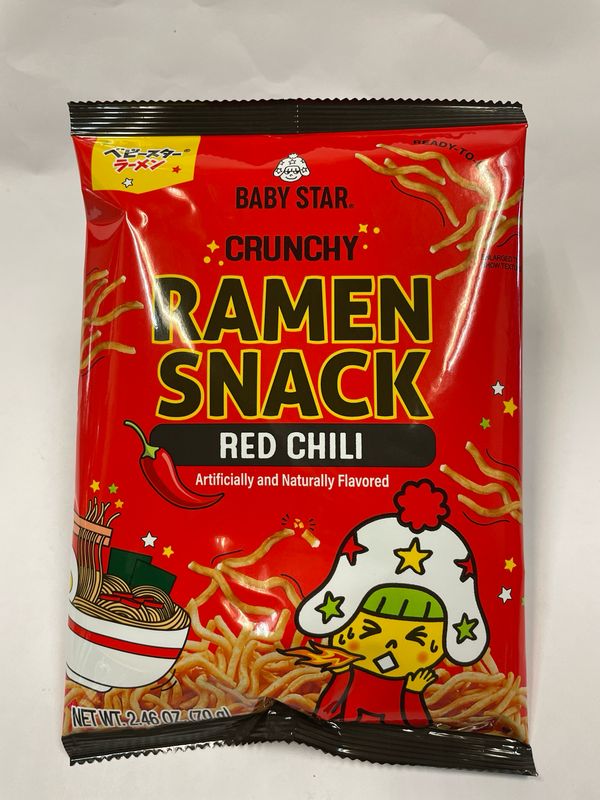 Baby Star Crunchy Ramen Snack Red Chili  (70g)