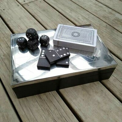 Black Timber Box -  Domino/Dice/Cards x2