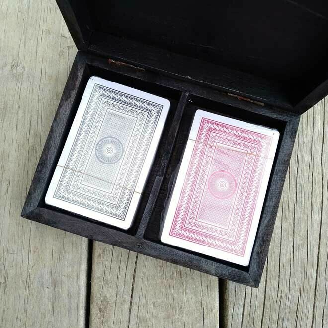 Black Timber Box Of Cards x2