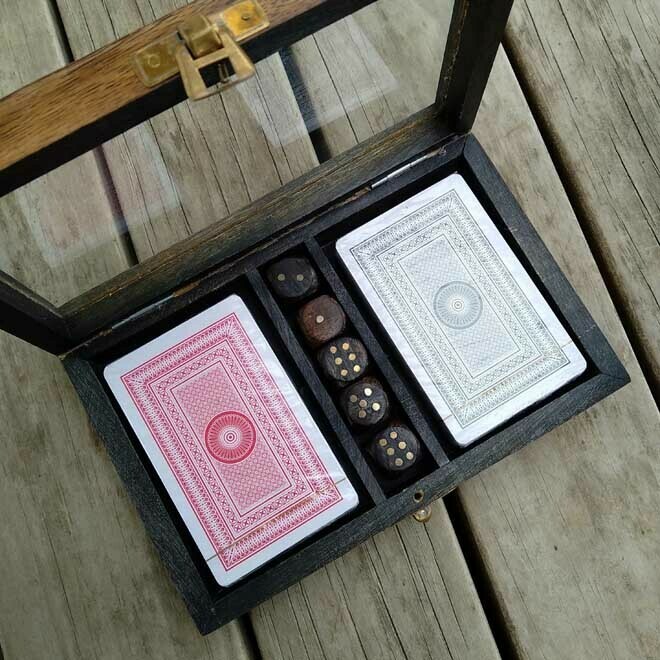 Twin Cards & Dice Set - Glass Top