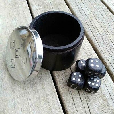 Black Timber Box Rnd 5x Dice