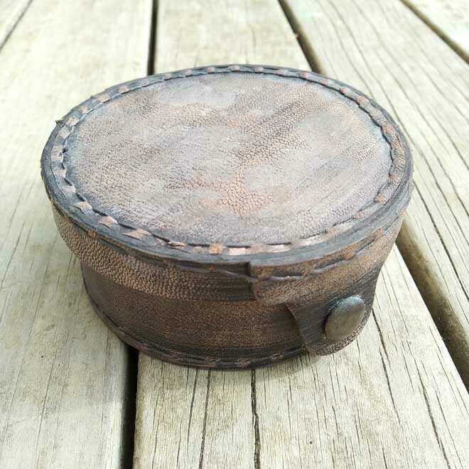 Brass Compass In Leather Case