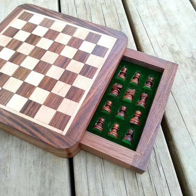 Travel Chess Set In Timber Box - Magnetic