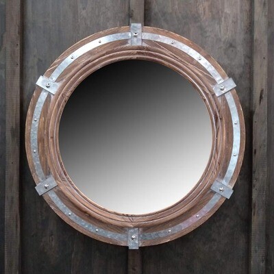 Timber/Galvanized Metal Mirror Rnd