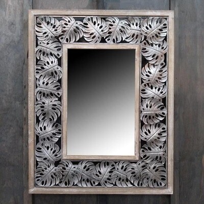 Timber/Metal Leaf Mirror Rect