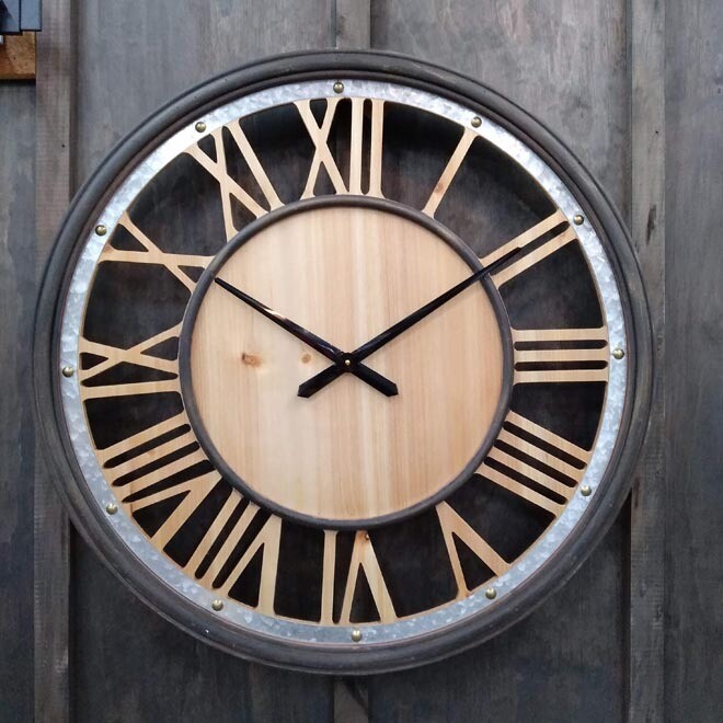 Metal/Timber Cutout Clock Rnd