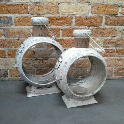 Iron Porthole Lantern - Antiqued White