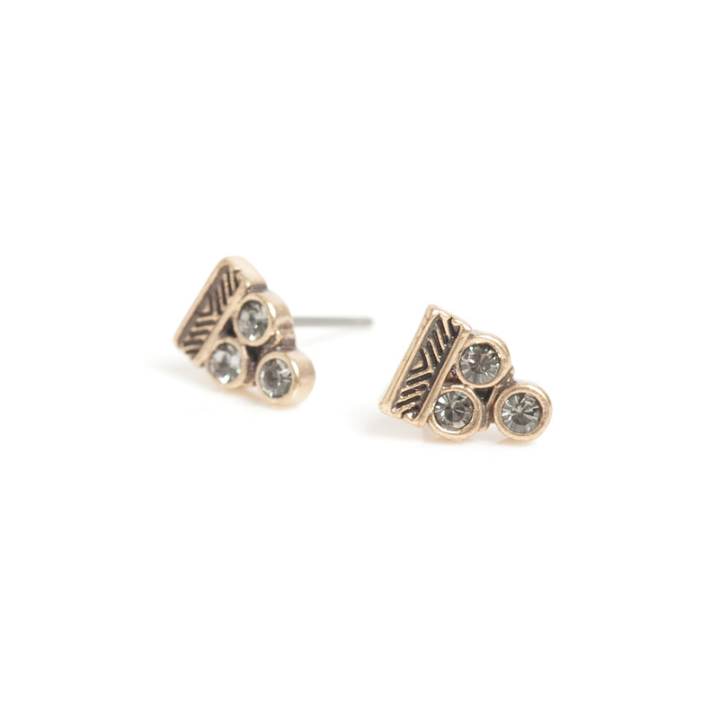 Triangle Crystal Earrings - Bronze