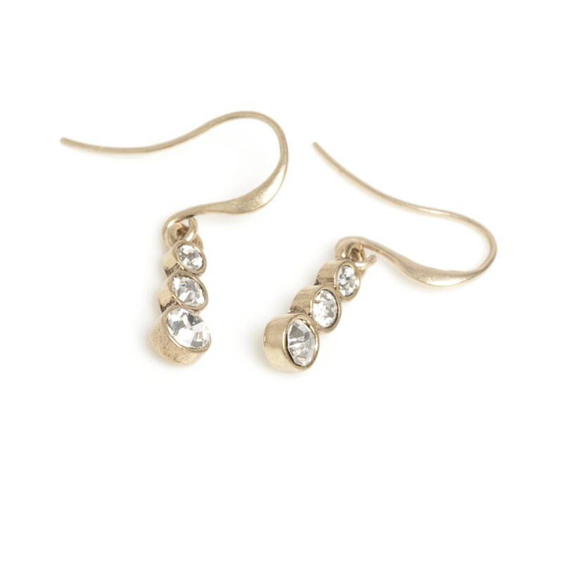 Triple Crystal Earring - Bronze