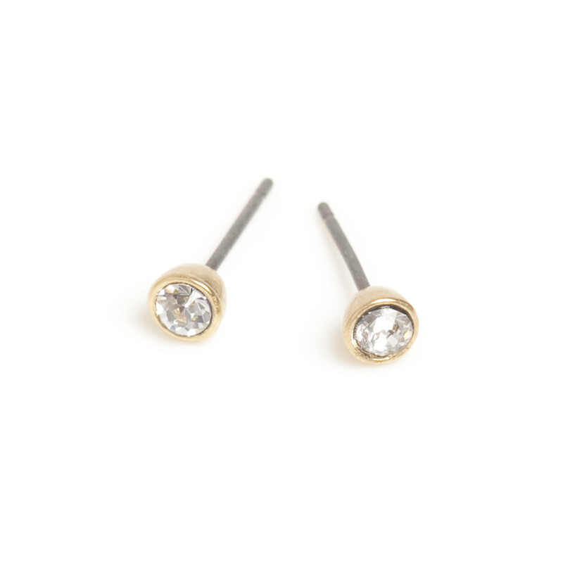 Small Crystal Earring - Bronze