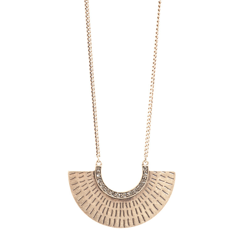 Tribal Half Circle Necklace - Bronze
