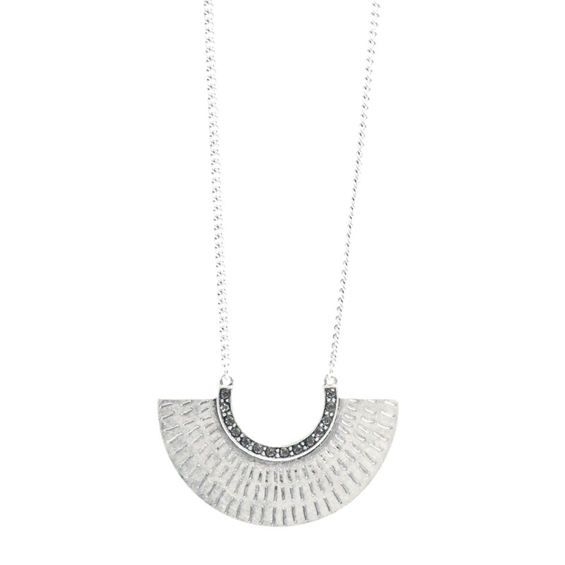 Tribal Half Circle Necklace - Silver