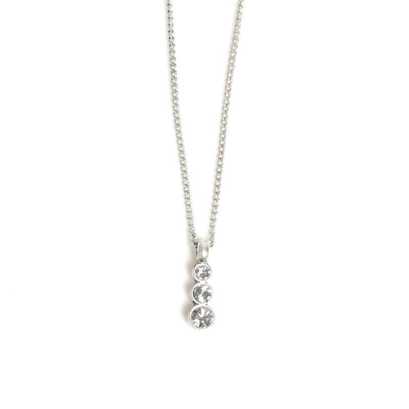 Triple Crystal Pendant - Silver