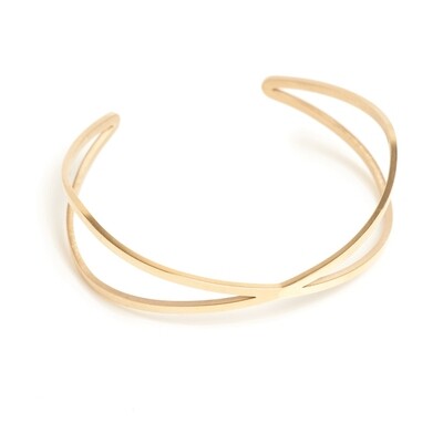 Twisted Bangle - Steel Gold
