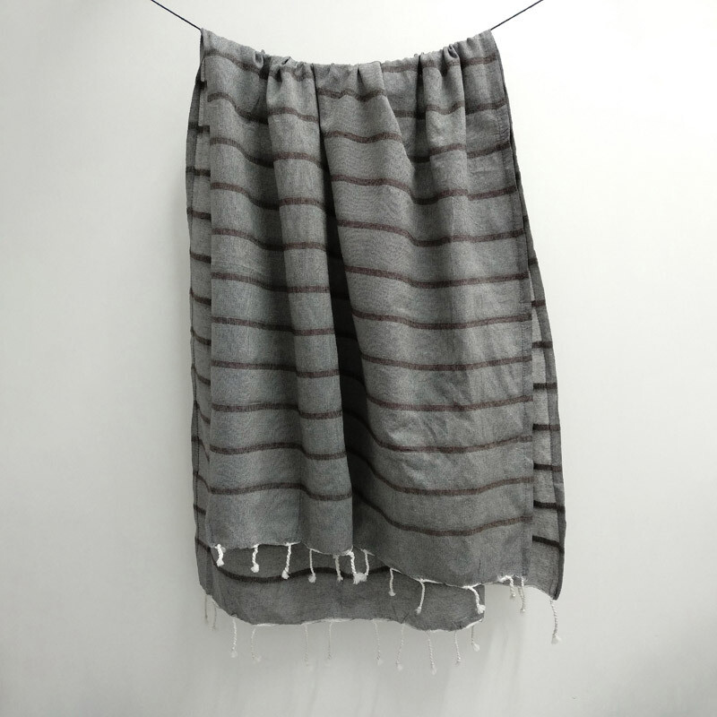 Cotton Towel - 22 Lt Grey/Br