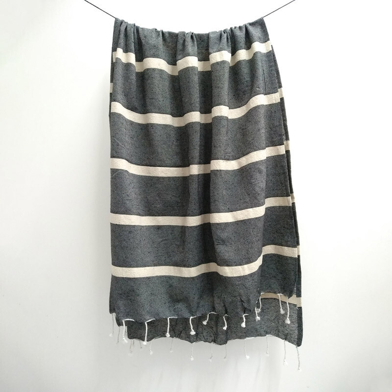 Cotton Towel - 19 Dk Grey/Cr