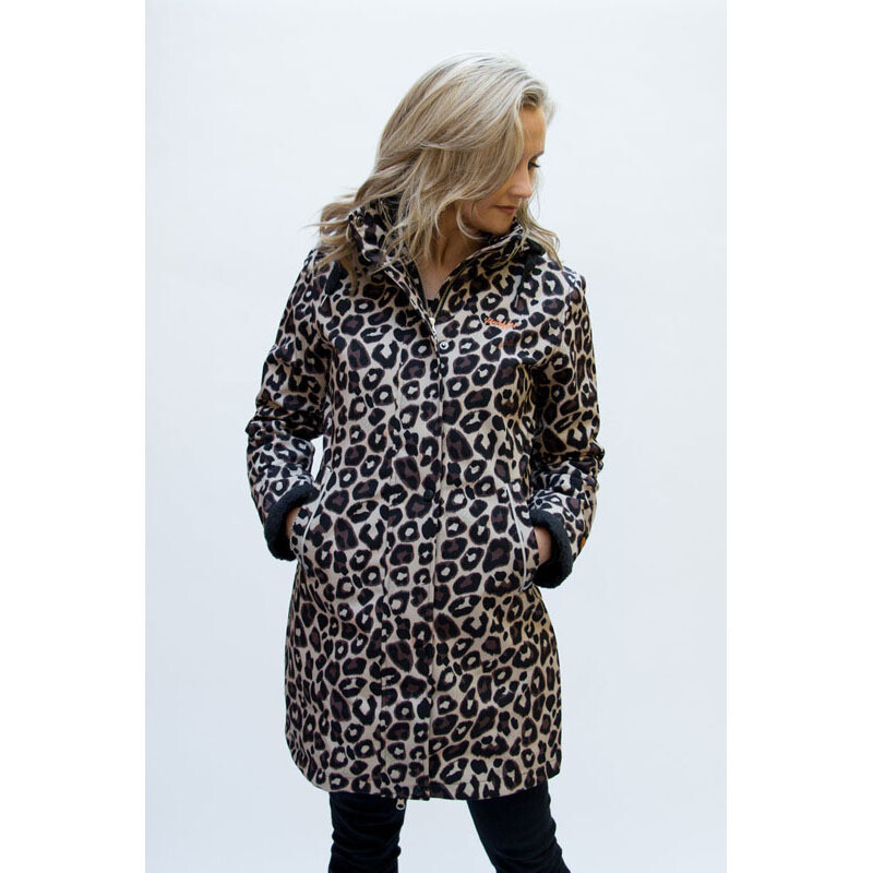 Leopard Luxe fleece bonded longer length coat