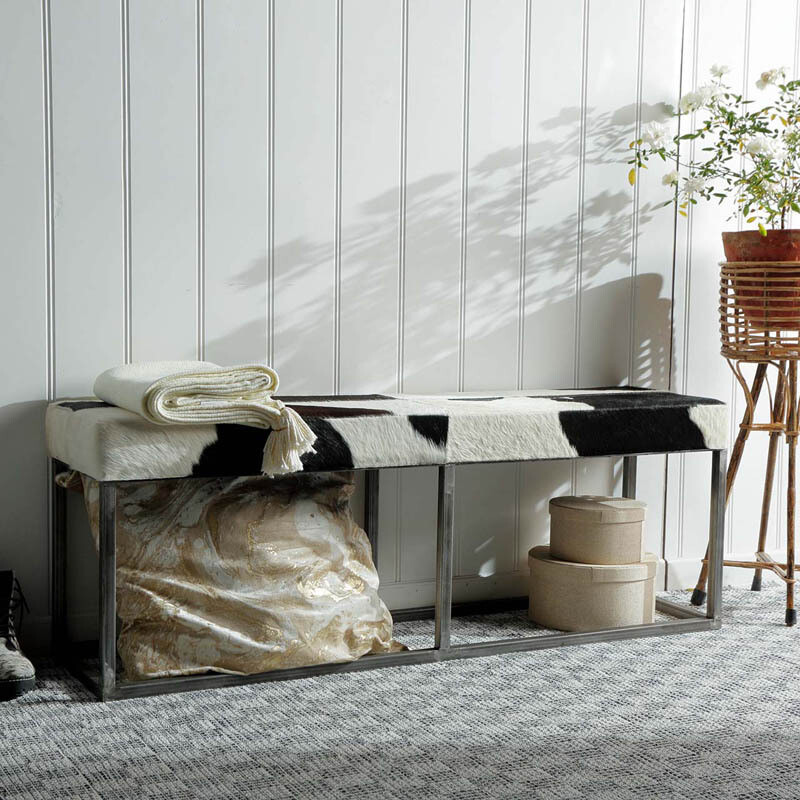 James Hide Stool - Black