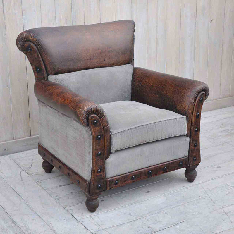 Boston Armchair - Leather/Canvas