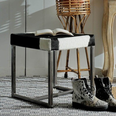 Nate Hide Stool - Black