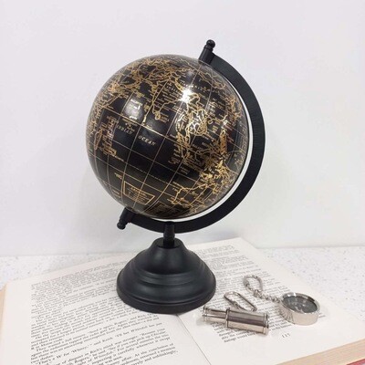 Small Globe - Black/Gold Map