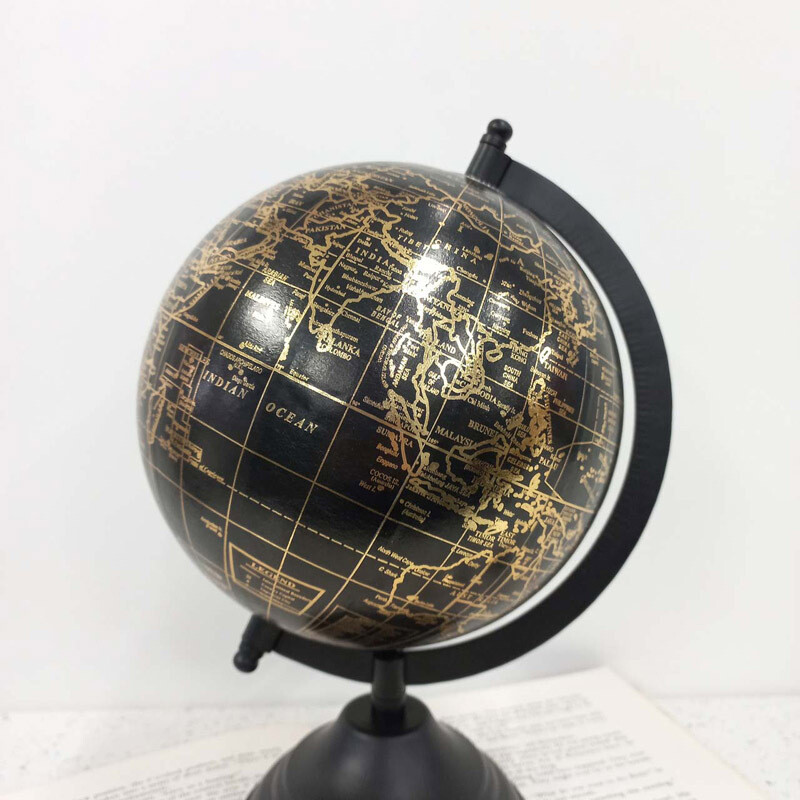 Small Globe - Black/Gold Map