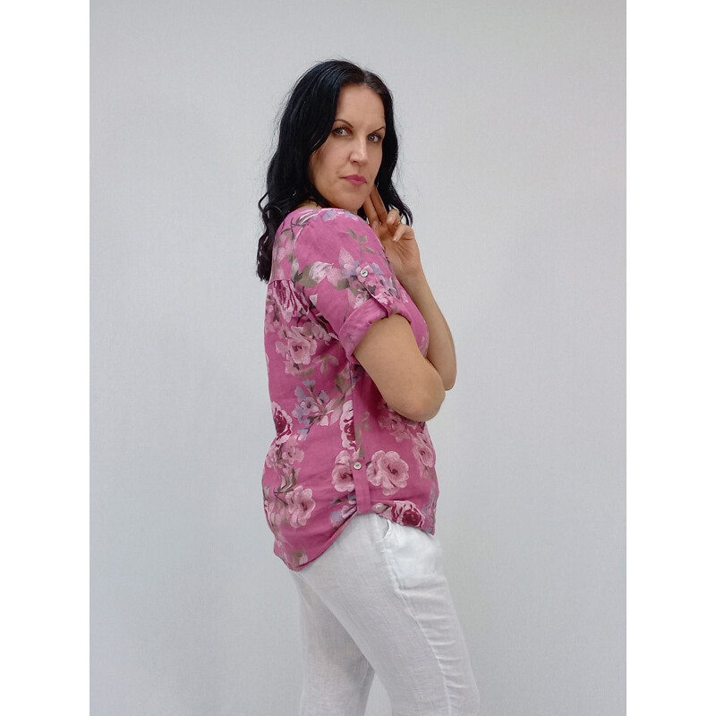 Rolled Sleeve Top - Floral