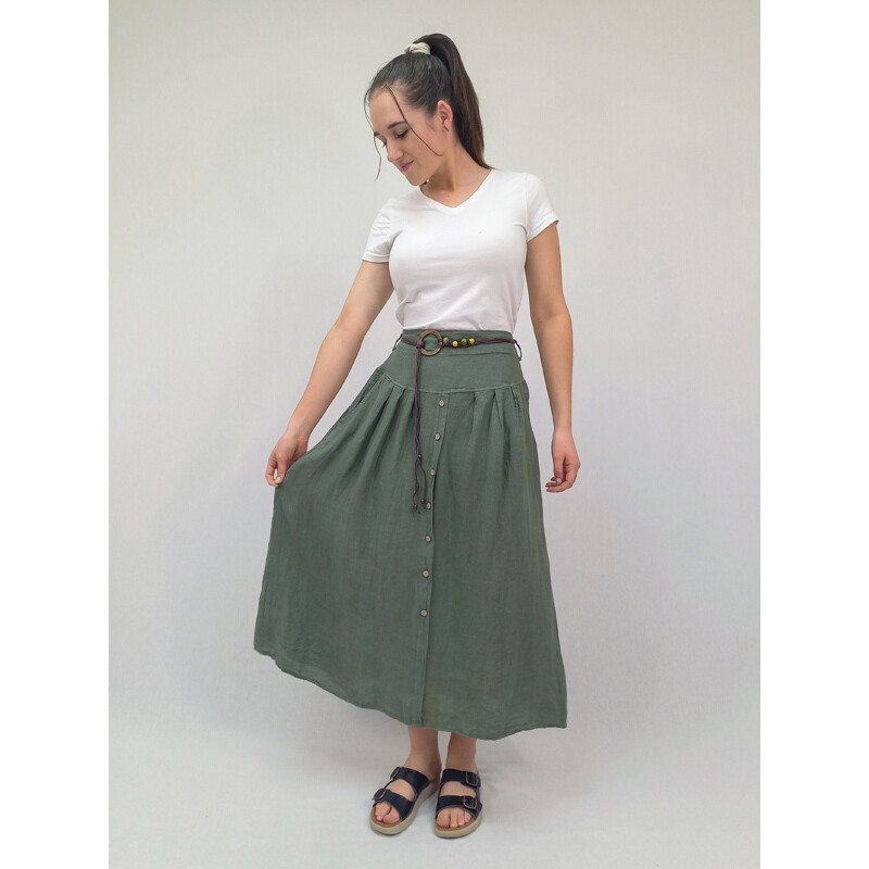 Lana Buttoned Boho Skirt