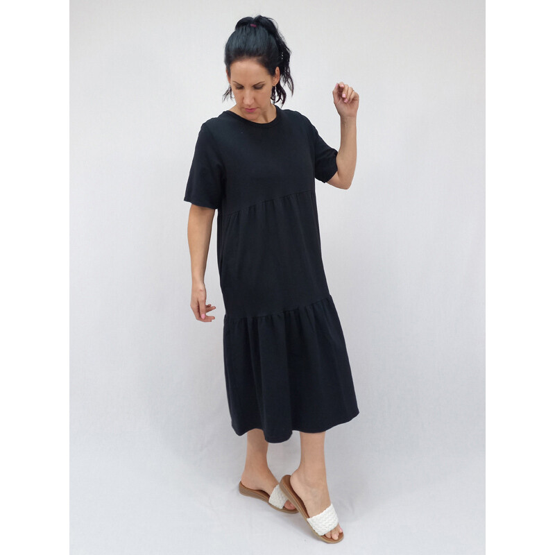 Renata Tiered Dress, Colour: Black