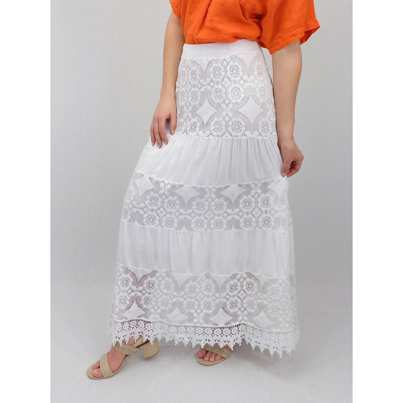 Clara Lace Maxi Skirt - White