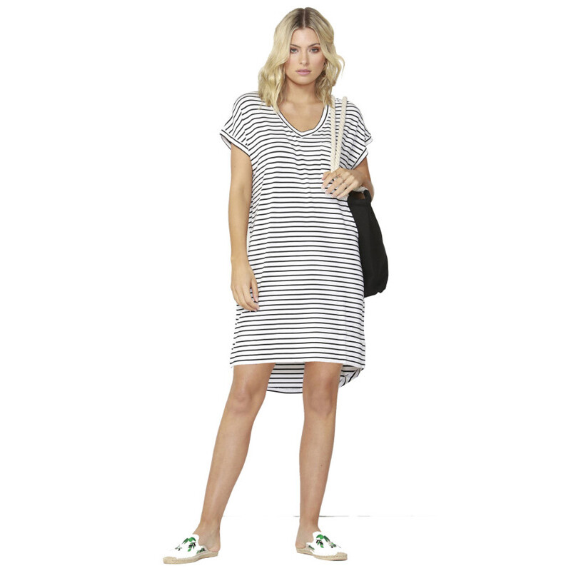 Zena T-Shirt Dress - Black/White Stripe