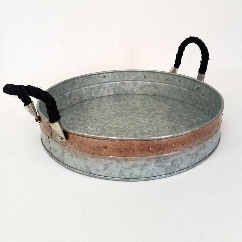 Rnd Tray Galv./Copper Detail