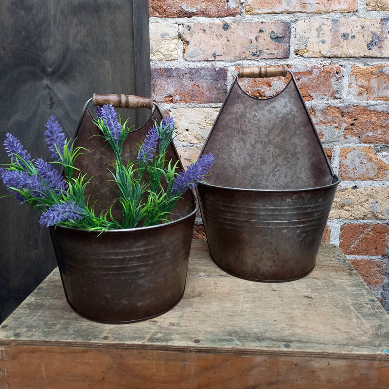 Half Bucket Wall Planter Galv. Sm