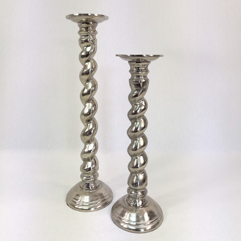 Twisted Candle Holder Nickel Lg