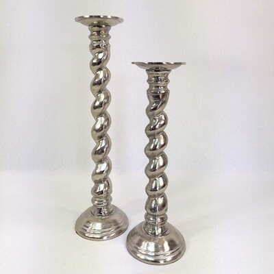 Twisted Candle Holder Nickel Lg