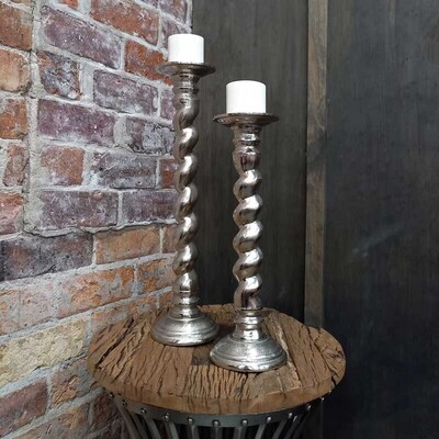 Twisted Candle Holder Nickel Sm