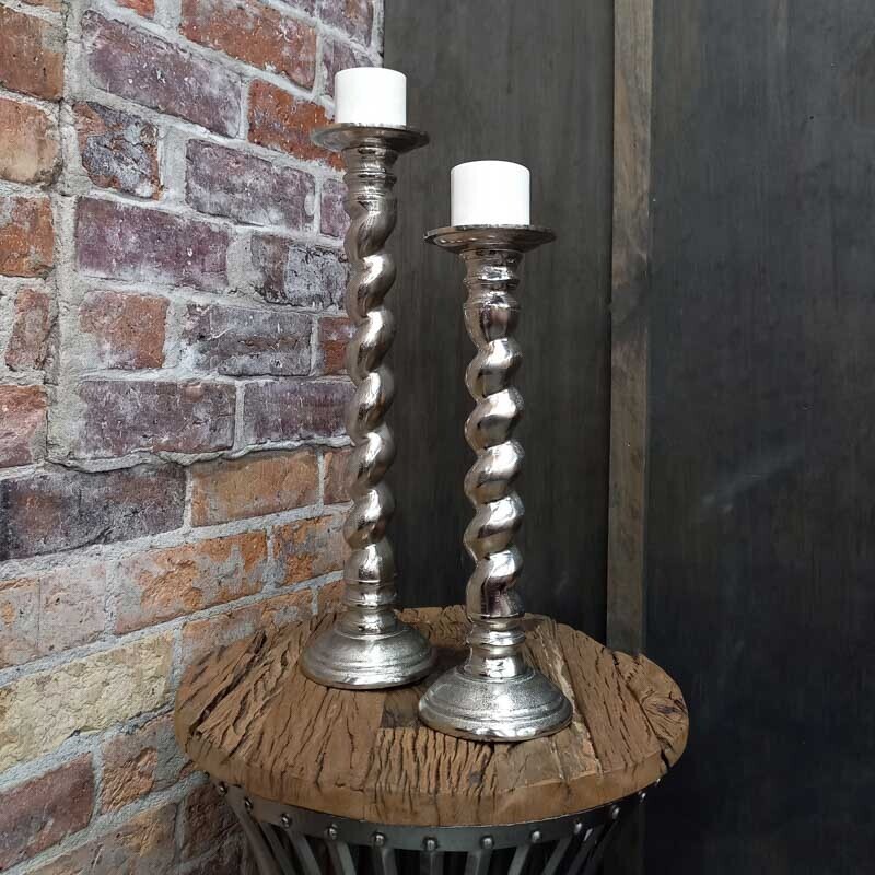 Twisted Candle Holder Nickel Lg