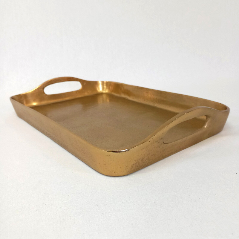 Rect. Handle Tray Gold Sm