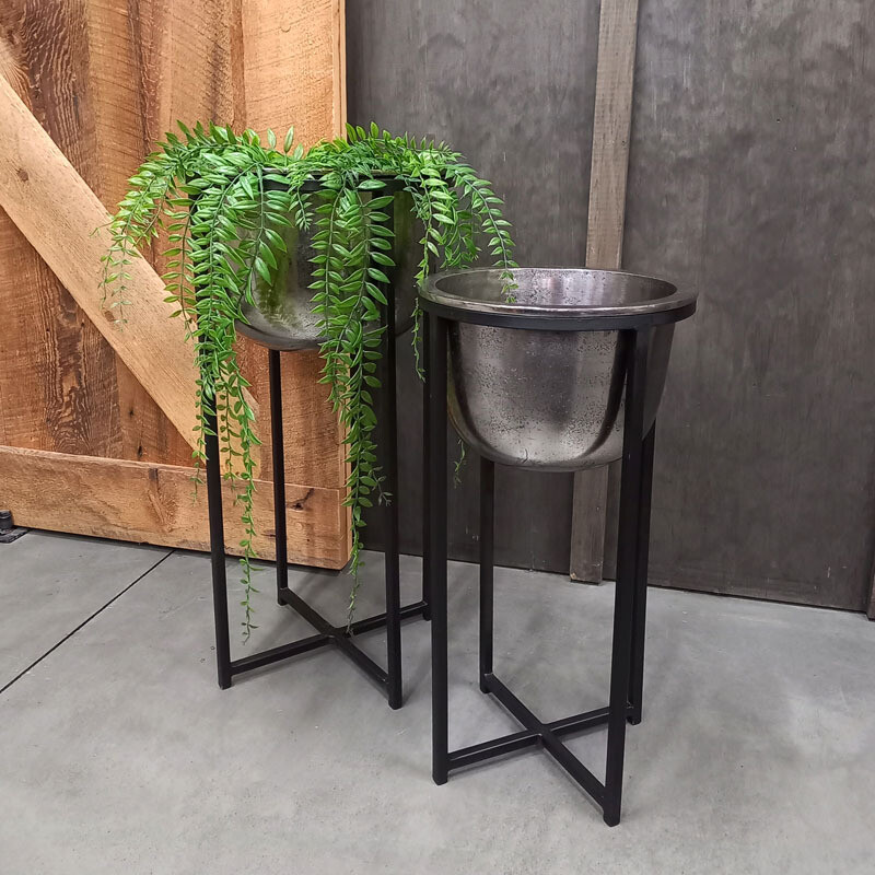 Flower Pot Antique Nickel Lg