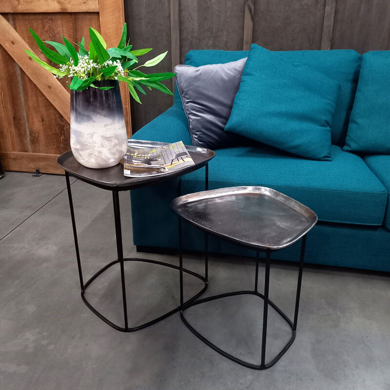 Asymmetrical Coffee Table - Antique Nickel Lg