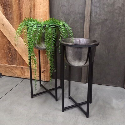 Flower Pot Antique Nickel Sm