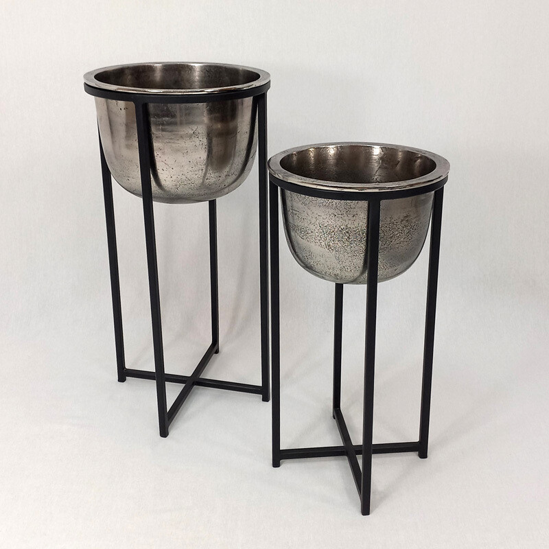 Flower Pot Antique Nickel Lg
