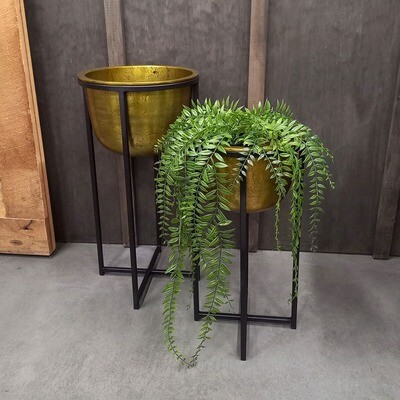 Flower Pot Antique Gold Sm