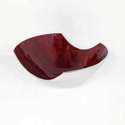 Ribbed Bowl Lg, Color: Red