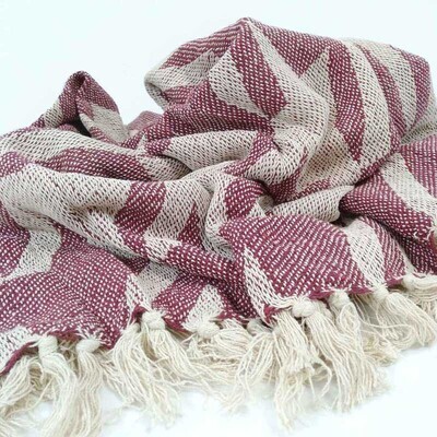 Houndstooth Cotton Throw - Red