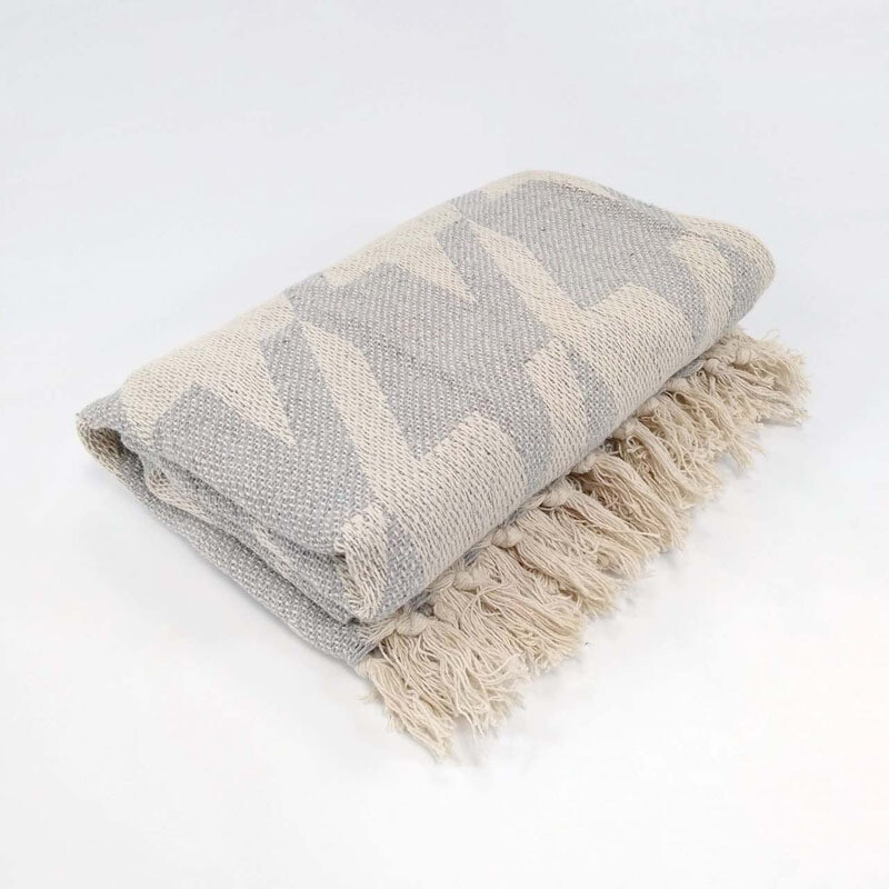 Houndstooth Cotton Throw - Grey