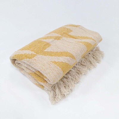 Houndstooth Cotton Throw - Mustard