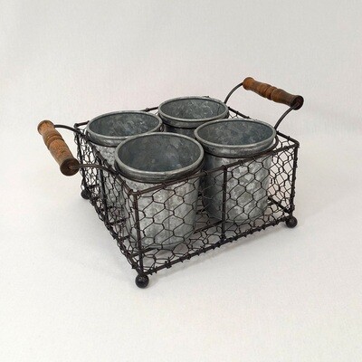 Wire Basket w/Handles 4 pots