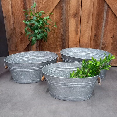 Oval Tub Galv. Swing Handles Med