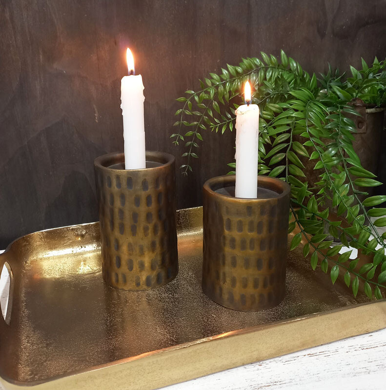 Brushed Bronze Candle Holder - Sm